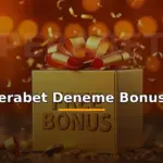 Perabet deneme bonusu: konfetili altın hediye kutusu ve jetonlar görseli