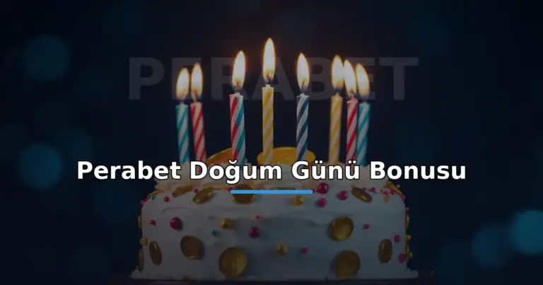 Perabet doğum günü bonusu: mumlu pasta ve altın jetonlarla kutlama görseli